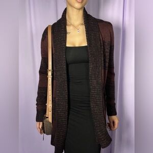 Apt 9. Maroon Black Striped Ribbed Cardigan Size M Pocket Sweater Freddy Krueger